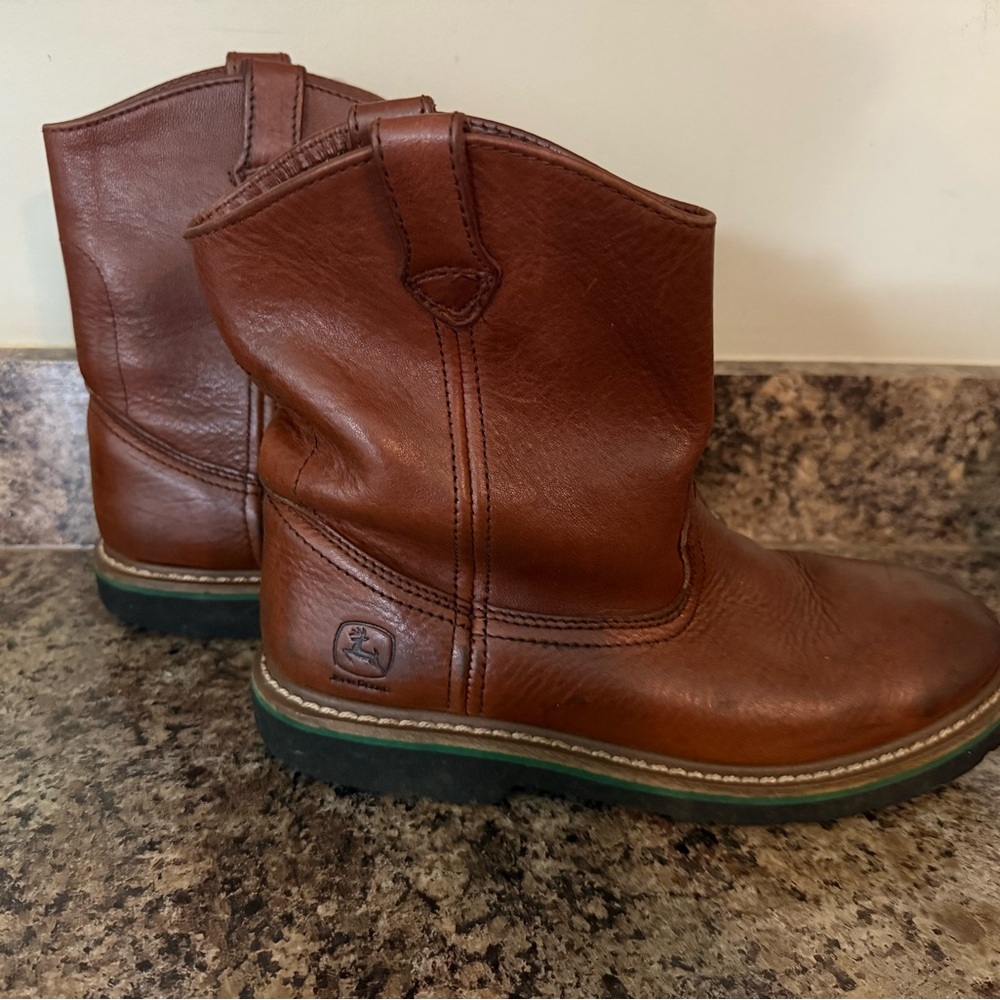 John Deere Brown Leather Boots - Youth 5 1/2